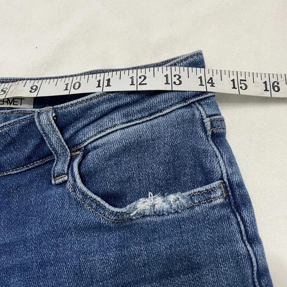 Vervet LA Womens Jeans Sz 27 Distressed High Rise Frayed Asymmetrical Button Fly